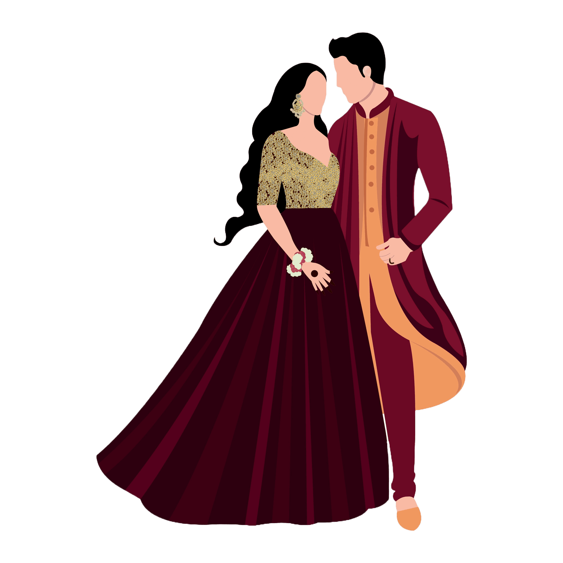 Beautiful couple in traditional Indian wedding attire